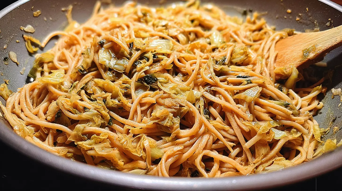 Creamy Caramelized Cabbage Pasta: Why 1 Spoonful? 2 A serving of creamy caramelized cabbage pasta in a bowl.