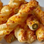A collection of crispy, golden-brown Jalapeño Popper Twists shown close up.