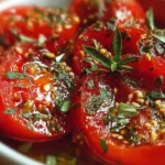 Sliced fresh tomatoes flavored with herbs and oil