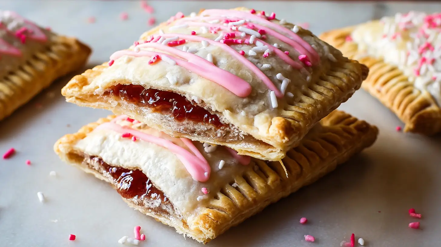 A plate of freshly baked homemade pop tarts with frosting