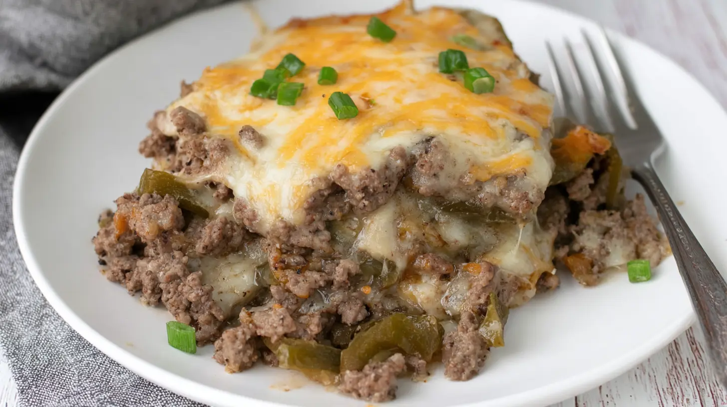 Low Carb Philly Cheesesteak Casserole: 5 Reasons to Try It 1 Delicious keto Philly cheesesteak casserole in a baking dish