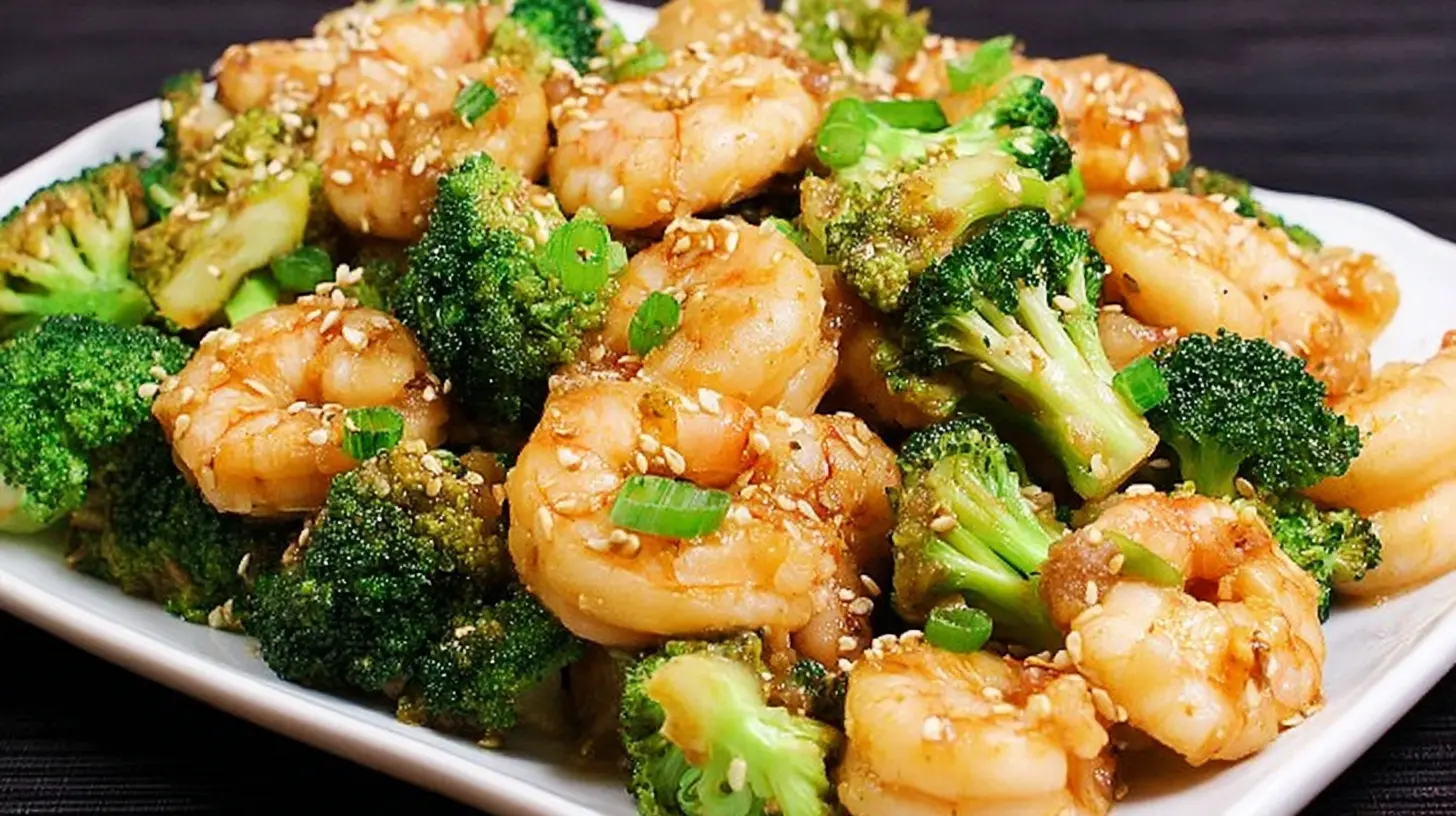 A vibrant dish of low carb shrimp and broccoli stir-fry