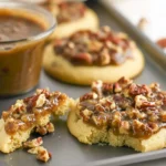 Several freshly baked Crumbl Copycat Pecan Pie Cookies with caramelized pecan topping.