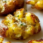 Oven-baked smashed potatoes with a crunchy exterior and soft interior