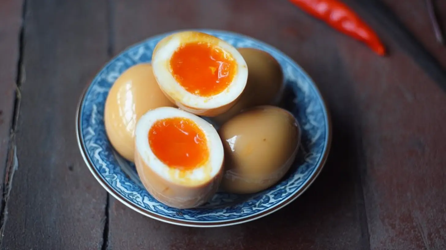 Perfectly marinated ramen eggs (ajitama) with a gooey yolk
