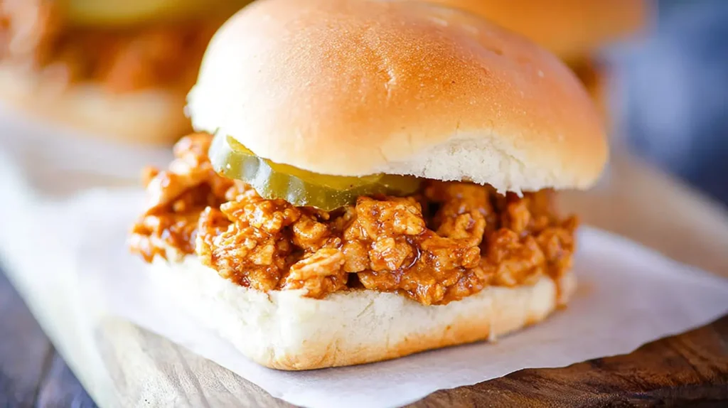 Spicy Cajun Chicken Sloppy Joes piled high on a bun