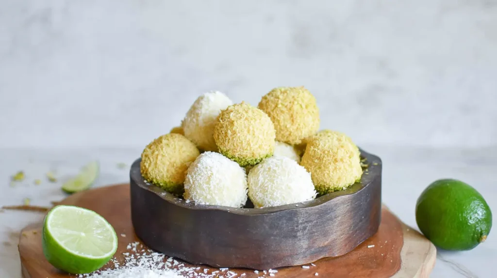 Sweet Key Lime Truffles, coated in white chocolate