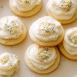 Creamy vanilla buttercream frosting, perfect for cookies