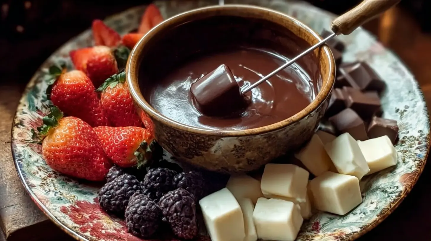 Warm chocolate fondue, perfect for dipping