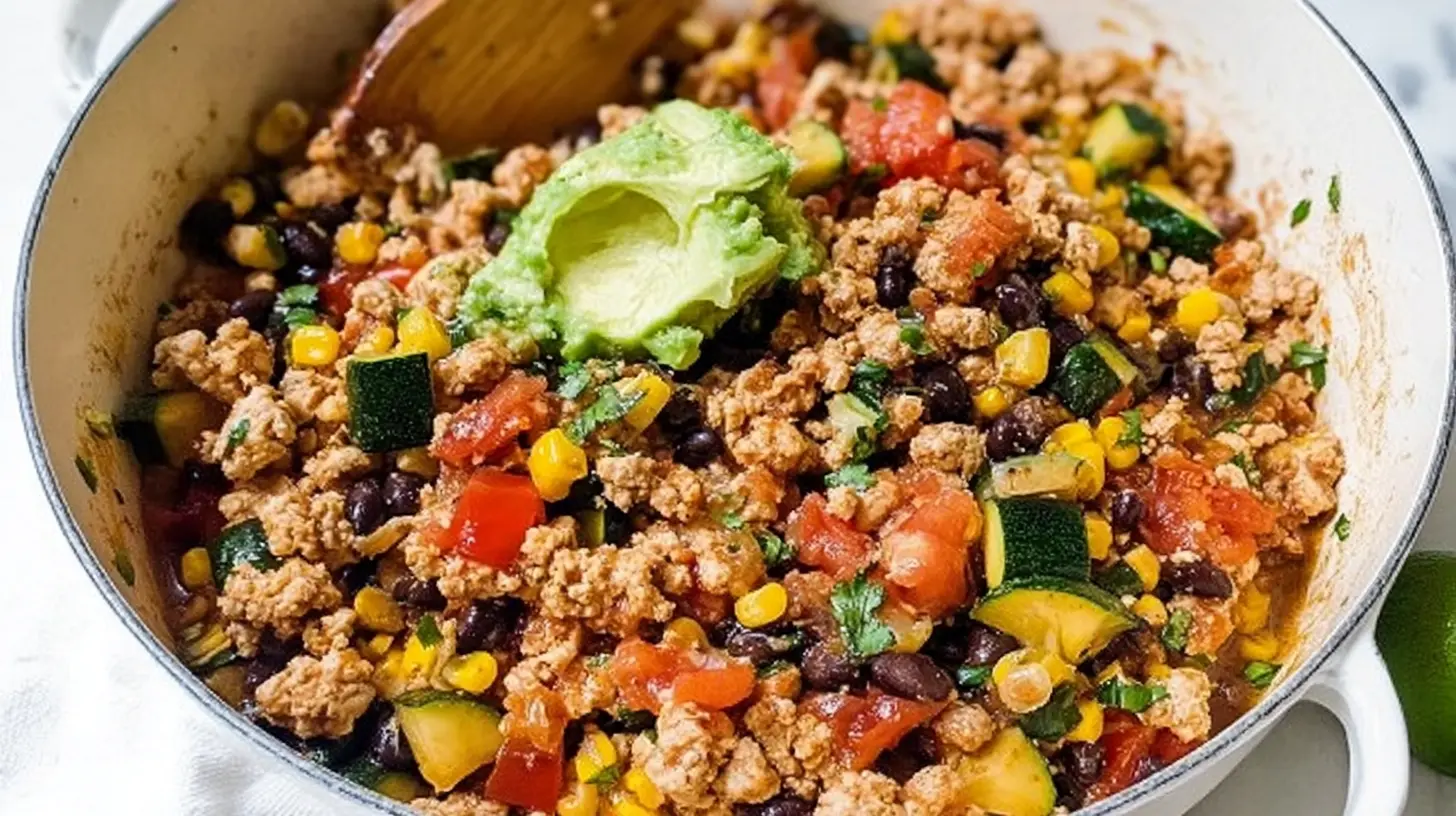 A prepared weeknight ground turkey dinner in a bowl