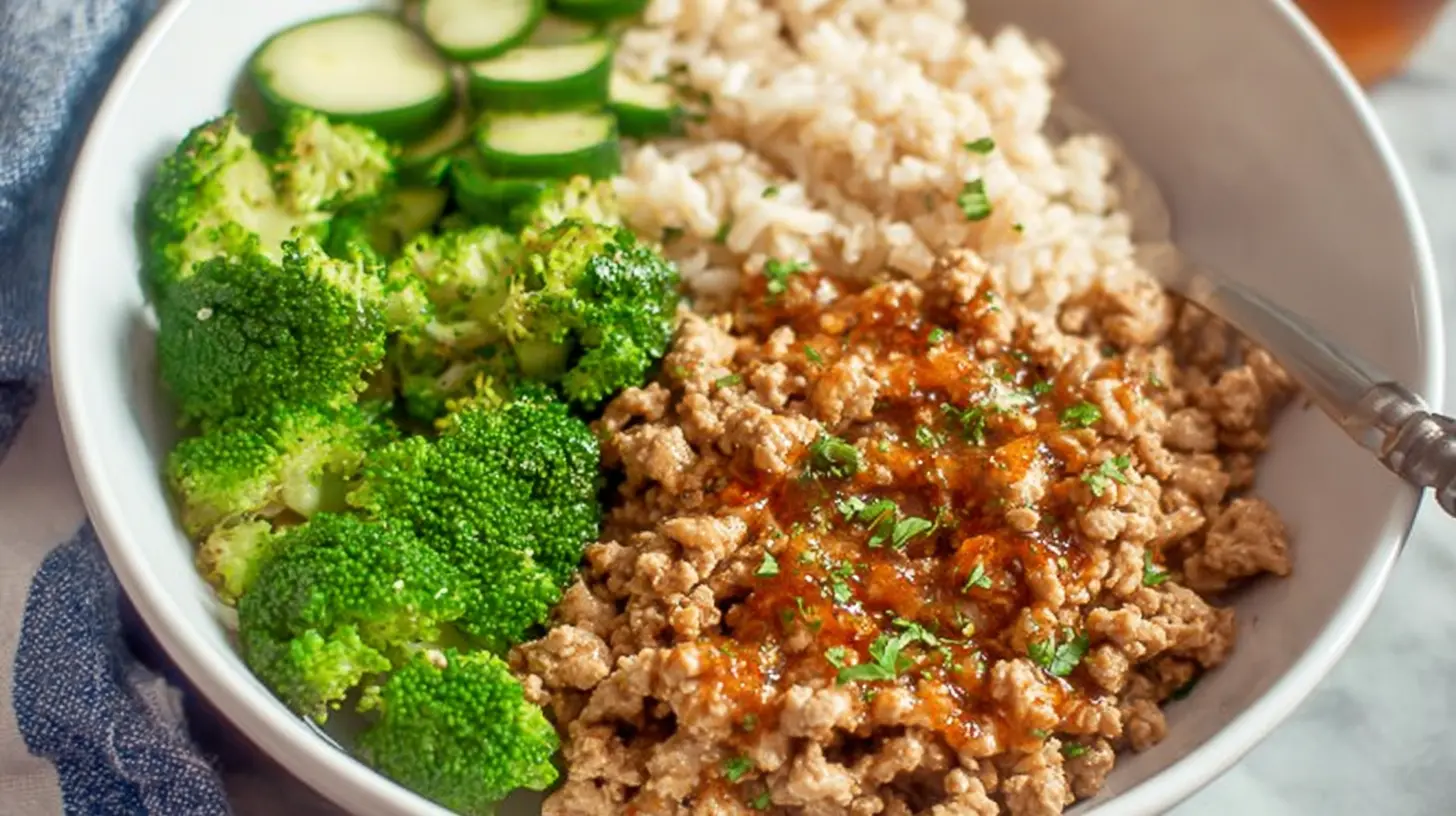 A healthy light ground turkey dinner served with fresh vegetables.