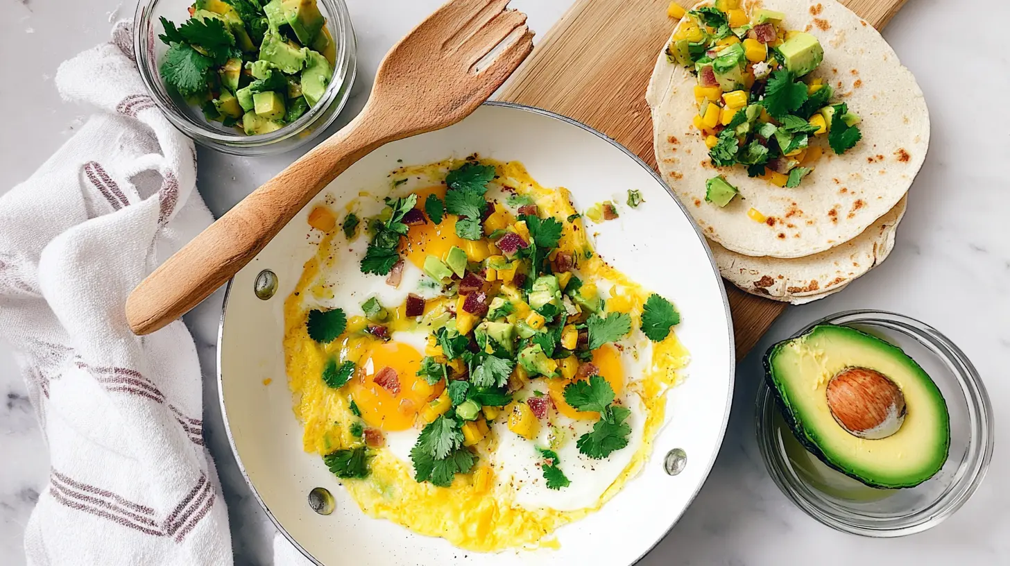 A table set with simple morning breakfast meals like toast and fruit